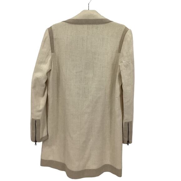 Jenni Kayne Contrast Trim Asymmetrical Coat Cream And Beige Size 8 Rare - Picture 5 of 10